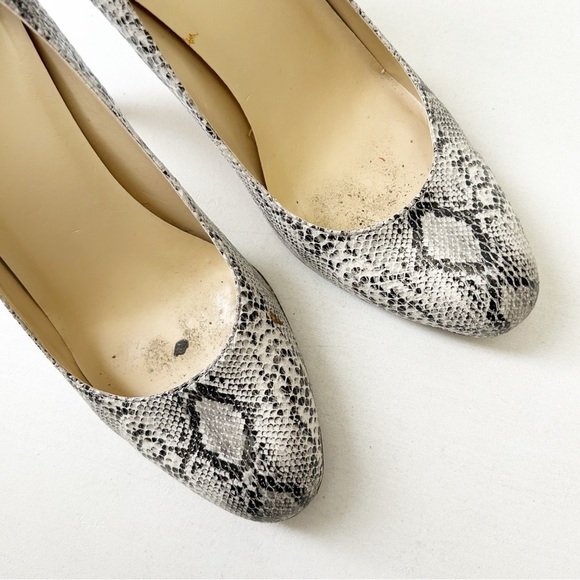 Expression Grey Snakeskin Patterned High Heels Leather Pumps Size 8 - Picture 12 of 16